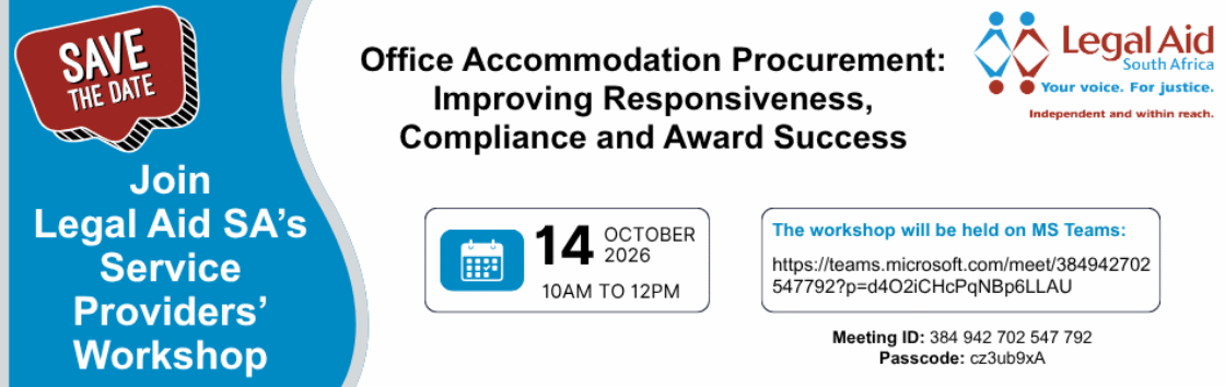 Join Legal Aid SA's Service Providers' Workshop